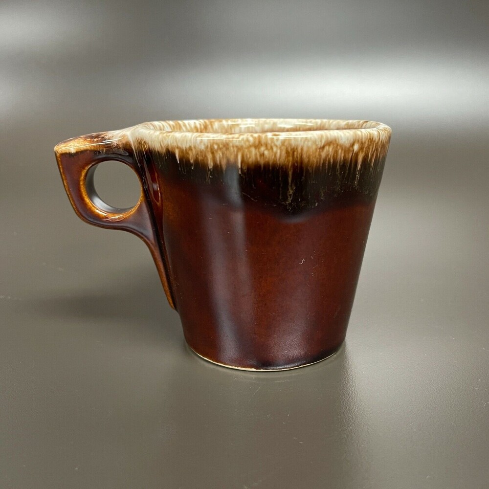 Vintage Hull‎ Pottery Brown Drip Coffee Mug Cup Oven Proof USA 3 1/2" High